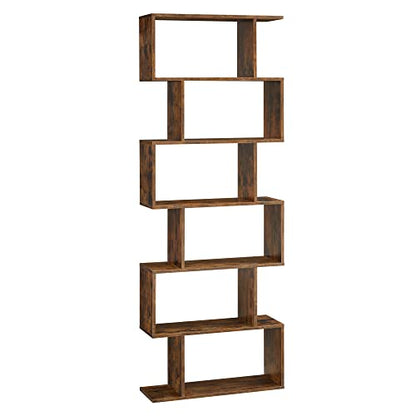 VASAGLE 6-Tier Bookcase, Open Storage, 9.5 x 27.6 x 75 Inches - color: Rustic Brown, style: 6-Tier (27.6"W)