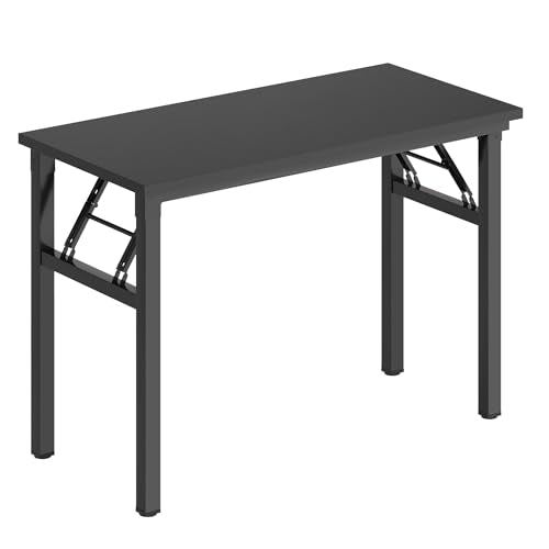 DlandHome 39.4 Inch Small Folding Computer Desk for Home Office, Black - color: Black + Black, size: 39 Inches