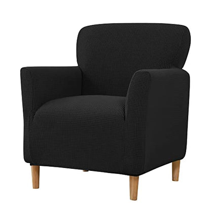 LiveGo Stretch Mid Century Modern Armchair Slipcover 1-Piece Jacquard Accent Chair Covers with Arms Soft Waterproof Chair Slipcovers for Living Room Furniture Protector Office (Black a) - color: Black a