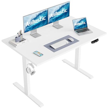 Agilestic Electric Height Adjustable Standing Desk, 55 Inch, White | Smooth Height Adjustment, Memory Presets, Hooks, Stable Steel Frame,154 lbs Capacity, Easy Assembly, Splice Board - color: White, size: 55 x 24 Inch