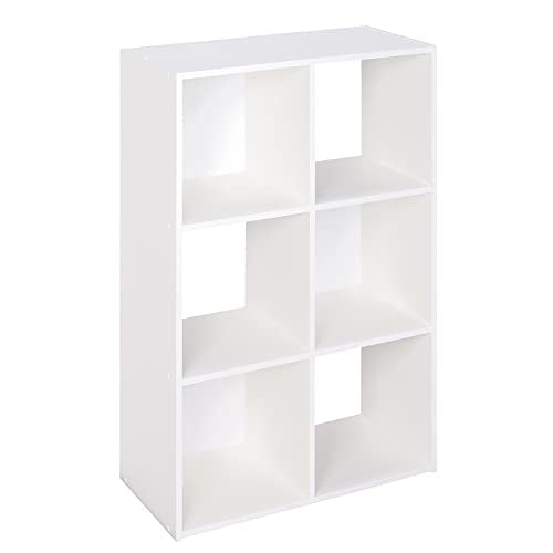 ClosetMaid Cubeicals 6 Cube Storage Shelf Organizer Bookshelf, Stackable, Vertical or Horizontal, Easy Assembly, Wood, White Finish | Stackable Hardware for Office, Home and Closet, White - color: White, size: 6-Cube