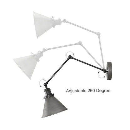 LALUZ Black Wall Sconces Lighting, Modern Swing Arm Plug-in or Hardwired Adjustable Wall Lamp with Antique Silver Finish for Bedroom, Kitchen, and Living Room - size: 12" W Antique Silver