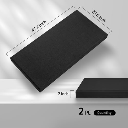 2 Pack Acoustic Panels 47.2"x23.6"x2" Soundproof Fiberglass Panels,Black - color: Black, size: 47.2" x 23.6"-2pcs