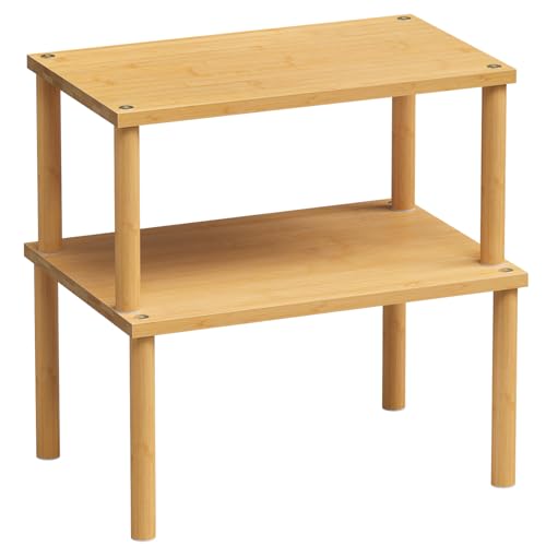 VERTORGAN 2 Pack Cabinet Organizer Shelf,Bamboo Countertop(Medium,Natural) - color: Natural, size: 11.8"W