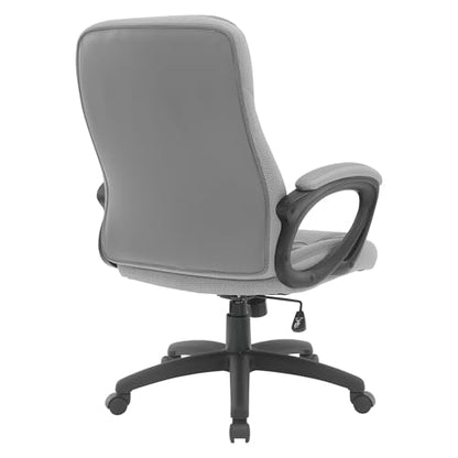 Office Star FL Series Executive Seating Faux Leather Manager's Adjustable Office Chair with Padded Arms, Charcoal Grey with Grey Mesh Accents - color: Charcoal Grey