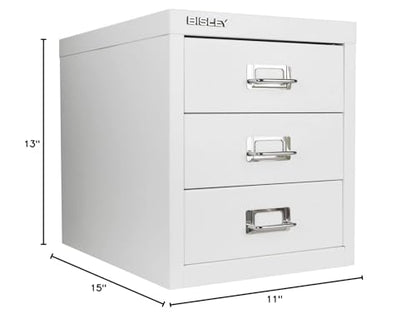 Bisley 3-Drawer Steel MultiDrawer Cabinet - Traffic White - color: Traffic White, size: 3 Drawer
