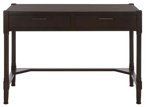 SAFAVIEH Home Collection – Filbert Dark Chocolate Writing Desk, 2-Drawer Traditional Desk, Classic Home Office Design (DSK5701E) - color: Dark Chocolate