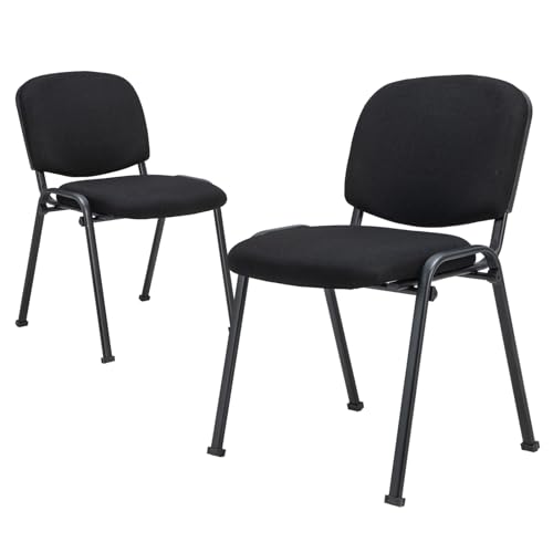 RELAX4LIFE Reception Waiting Room Chairs - Office Guest Chairs Set of 2 w/Ergonomic Backrest & Padded Seat, Armless Lobby Chair for Home Church Conference Meeting, Stackable Reception Chairs (2)