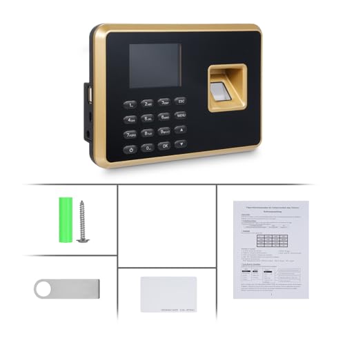 Biometric Time Clock For Small Businesses Employee Attendance Machine Support Fingerprint Password Recognition Data Management Device For Offices, Factories, Hotels, Schools and More(With USB and card - size: With USB and card