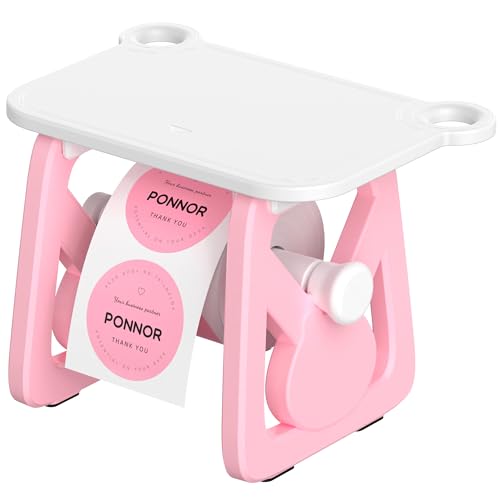 PONNOR Label Holder for Rolls and Fanfold Labels, Thermal Sticker Holder for Desktop Printer, Fragile Stickers for Shipping, Label Stand Accessory Supplies for Home, DIY, Office, Small Business(Pink) - color: Pink