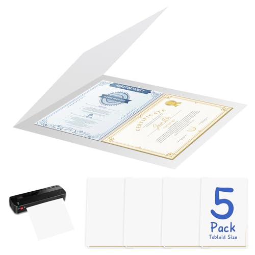 5 Pack 11.75 x 17.7 Inch Laminator Carrier Sleeve Tabloid Size Thermal Laminating Carriers Sheets Protection Thermal for All Brand Laminating Pouches Certificates Documents Posters Photos Cards - size: Tabloid Size