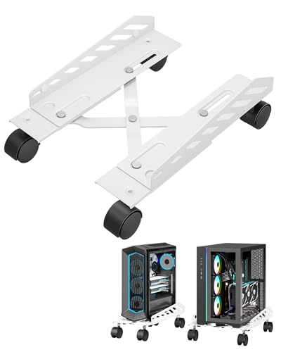 PEGZONE Adjustable PC Stand for Floor Ventilated CPU Cart,White - color: White