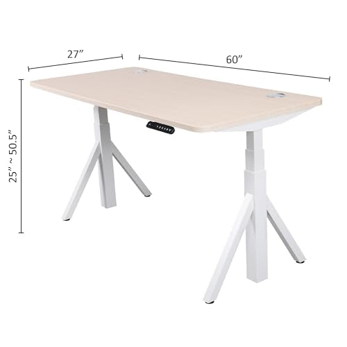 ApexDesk Quattro Series 60" Electric Adjustable Standing Computer Desk for Home and Office Width and Height Adjustable, Rectangular Oak - color: Oak Rectangular, size: 60" Rectangular