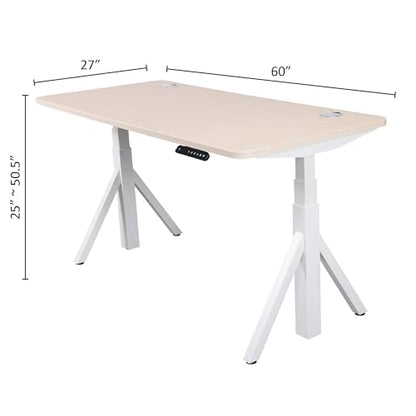 ApexDesk Quattro Series 60" Electric Adjustable Standing Computer Desk for Home and Office Width and Height Adjustable, Rectangular Oak - color: Oak Rectangular, size: 60" Rectangular