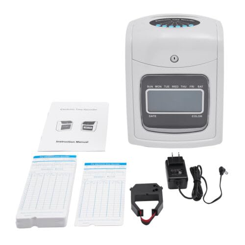 YIYIBYUS Time Clocks for Employees Small Business, Punch Time Clock Machine up to 50 Employees LCD Display Ringing Alert Employee Attendance Time Clock with 50 Cards