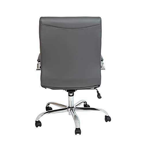 Flash Furniture Mid-Back LeatherSoft Executive Office Chair, Gray/Chrome - color: Gray/Chrome Frame