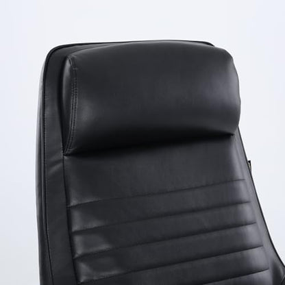 COLAMY Ellis High-Back Home Office Desk Chair, Leather Executive Chair with Integrated Armrests, Black - color: Black