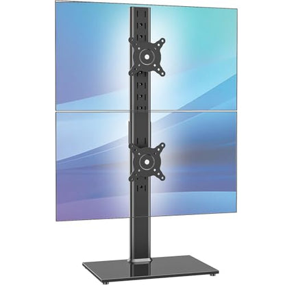 AX WABER Dual Monitor Stand Vertical Stack Screen Free-Standing Desk Mount Arm Riser Fits Two 13 to 34 Inch Computer Monitors with Swivel,Tilt, Height Adjustable,VESA Stand 100x100mm, 75x75mm AX05TB02 - size: Dual monitor stand