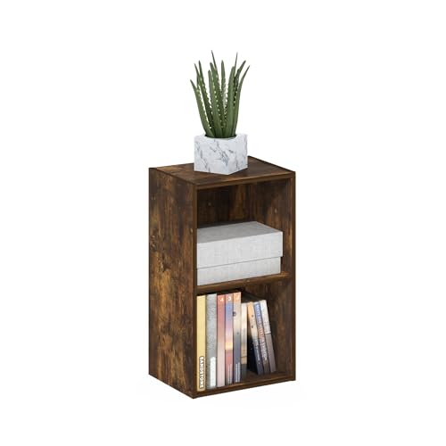 Furinno PASIR Book Shelf, 2-Tier Modern Bookshelf, Open Shelves Cube Bookcase, 9 x 12 x 21, Easy Assembly, Closed Back, for Living Room, Bedroom, Home Office, Amber Oak - color: Amber Oak, size: 2-Cube, 9 x 12 x 21