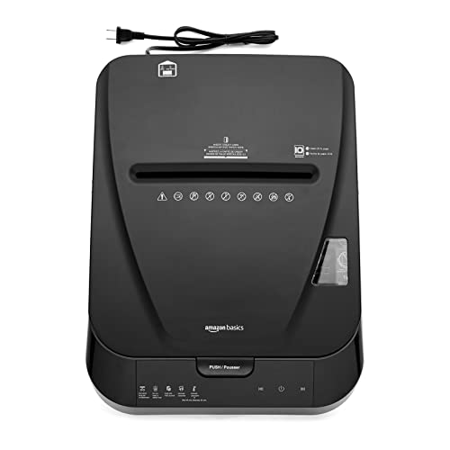 Amazon Basics 150-Sheet Autofeed Micro-Cut Paper and Credit Card Shredder, High Security Level P-4 with 8.5-Gallon Bin, 60-Minute Continuous Run Time, Black - size: 150 Sheet