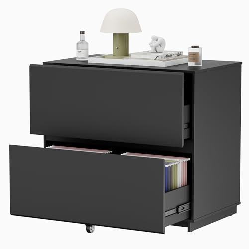ModernMate 2 Drawer Lateral File Cabinet for Home Office, 31.5W*28.7H | Wood Filing Cabinet with Ample Storage, Doubles as Printer Stand for Office & Business, Fits Letter, A4 & Legal Size, Black - color: Black