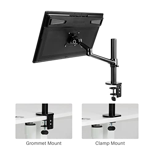 HUION ST410 Single Monitor Arm for Screens up to 32 Inch | Holds up to 17.6 lb, Fully Adjustable VESA Desk Mount, Clamp or Grommet Base - size: Clamp Mount