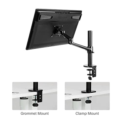 HUION ST410 Single Monitor Arm for Screens up to 32 Inch | Holds up to 17.6 lb, Fully Adjustable VESA Desk Mount, Clamp or Grommet Base - size: Clamp Mount