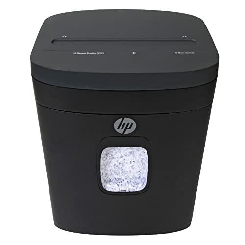 HP - Micro Cut Paper Shredder, 12-Sheet with Slide Top for Office - size: 12 Sheet