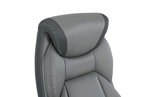 Office Star ECH Series Executive Bonded Leather Office Chair with Lumbar Support and Padded Height Adjustable Arms, Charcoal with Titanium Coated Nylon Base - color: Charcoal With Titanium Coated Nylon Base