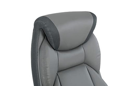 Office Star ECH Series Executive Bonded Leather Office Chair with Lumbar Support and Padded Height Adjustable Arms, Charcoal with Titanium Coated Nylon Base - color: Charcoal With Titanium Coated Nylon Base