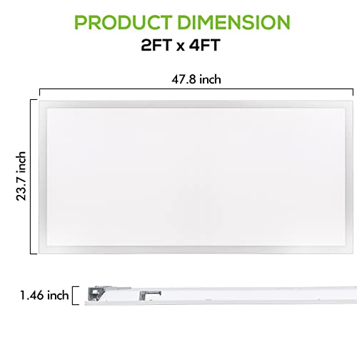 hykolity 2x4 LED Flat Panel Light,Back-Lit Dimmable,Drop Ceiling,6 Pack | 30/40/50W Selectable 0-10V Dimmable 5000K 6500LM Recessed Lights for Office Classroom Hospital Garage Replaces 3-Lamp F32T8 - size: 2x4FT