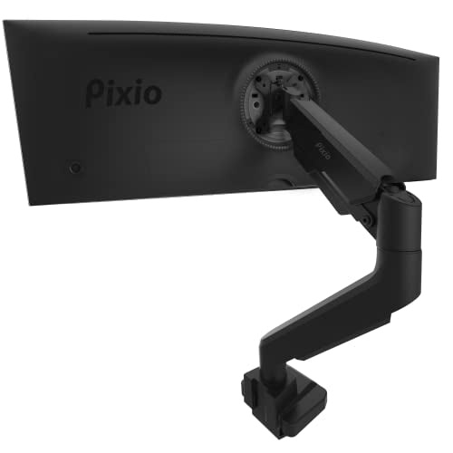 Pixio PS2S Ultrawide Heavy-Duty Premium Single Monitor Arm Stand Desk Mount - Fits up to 49 inches Monitors, Weights up to 39lbs Flat / 31lbs Curved, Compatible with VESA 75x75mm 100x100mm - color: Black, size: Single 17"-49"