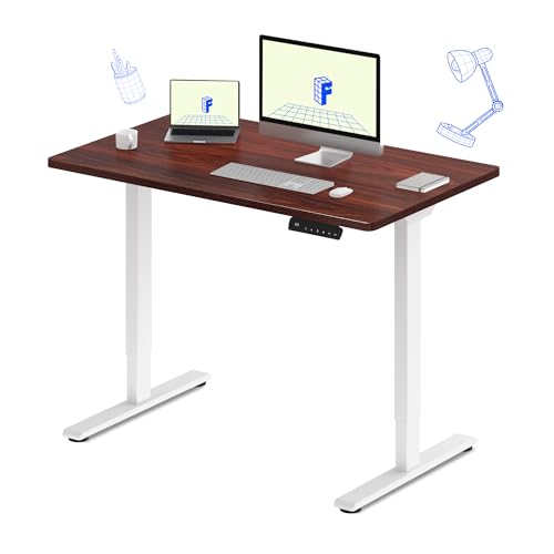 FLEXISPOT E3 Dual Motor Electric Standing Desk 48 x 30 Sit Stand Up Desk, Holds 220 lbs, Adjustable Height w/Memory Presets, One-Piece Mahogany Desktop & White Frame, Ships in 2 Boxes - color: White Frame + Mahogany Top, size: 48"x30" Whole-piece