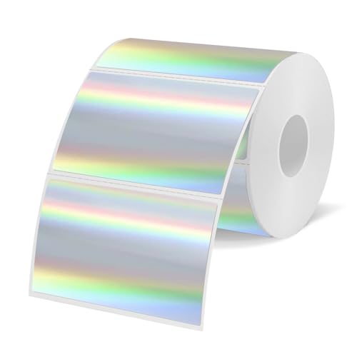 3x2 Inch Holographic Thermal Labels, Silver Thermal Sticker Labels, Rainbow Glitter Stickers for Price, Barcode, Mailing, Name, DIY Custom Logo Design, 200 Pcs/1 Roll - color: Holographic Silver, size: 2*3 inch