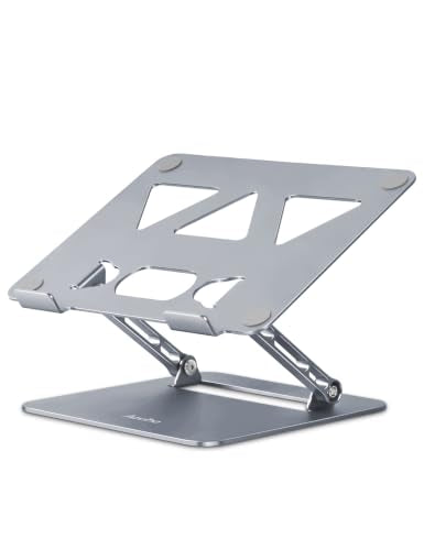 Aoviho Adjustable Laptop Stand for Desk,Portable Laptop Stand Holder and Riser,Foldable Aluminum Notebook Computer Stands for MacBook Air Pro HP Lenovo Dell Samsung Chromebook, 10-15.6 inch, Grey - color: Grey