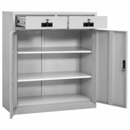 Steel Office Cabinet, 2 Drawer Lateral Filing Cabinet with Lock and Adjustable Shelves, Light Gray Metal Storage Credenza for Home Office, 35.4" x 15.7" x 40.2"