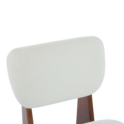 Christopher Knight Home Mores Low Profile Accent Chair Set of 2, Modern Living Room Armless Lounge Chair, Fabric Comfy Reading Chair for Bedroom, Wooden Frame and Thick Padded Seat, Walnut+White - color: Walnut+white