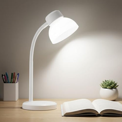 Desk Lamps for Home Office,Small LED Reading Lamp,5000K Eye-Care Desk Light | Desk Lamps for College Dorm, Kids Study Table, Bedroom , Flexible Gooseneck, Compact Small Table Lamp, Space-Saving Design - color: White