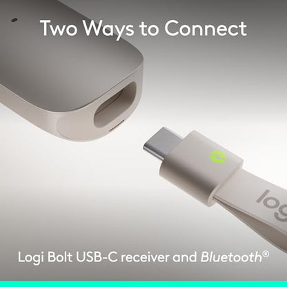 Logitech Spotlight 2 Presentation Remote Wireless Clicker Haptics - Sand | Haptics, digital highlighting, customizable actions, laser pointer, quick charge, Bluetooth, USB-C - color: Sand