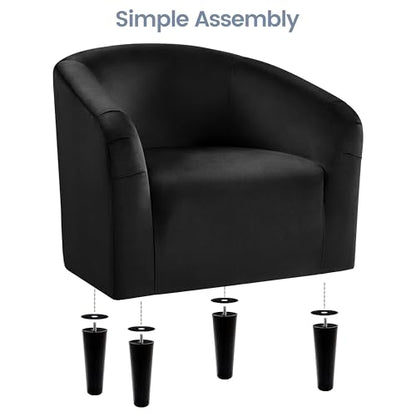 Yaheetech Velvet Accent Chairs, Compact Furry Barrel Chairs with a Curved Silhouette for Small Spaces, Living Room, Bedroom, Black - color: Black (Velvet), style: without Ottoman