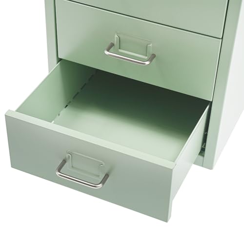 6 Drawers File Cabinet with Lock Rolling Mobile Filing Cabinet with Wheels Under Desk Vertical Filing Cabinet for Office/Home Metal (Cream Green) - color: Cream Green