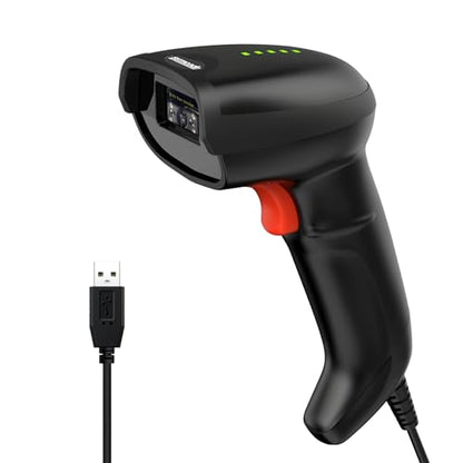 Symcode USB Barcode Scanner Handheld Wired Automatic Bar Code Scanner with Long USB Cable for Mobile Payment, Convenience Store, Supermarket, Warehouse