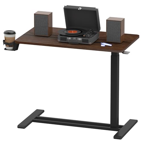 FLEXISPOT H7 32" Pneumatic Height-Adjustable Overbed Table with Wheels - color: Mahogany, size: Large