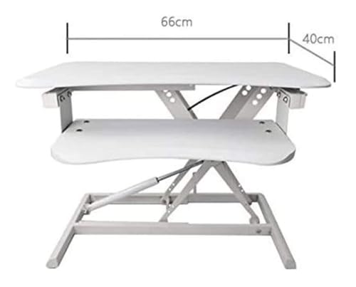 Lifting Desktop Computer Table,Standing Desk， Converter Board Display Workstation Office Stand Demo Laptop Lifter Easy to Sit Or to Reduce(White) - color: White