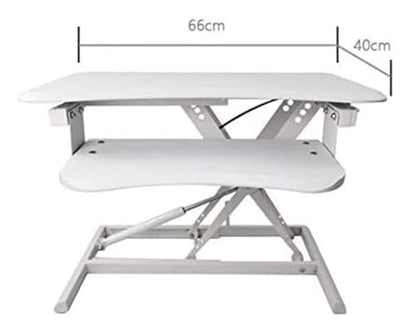 Lifting Desktop Computer Table,Standing Desk， Converter Board Display Workstation Office Stand Demo Laptop Lifter Easy to Sit Or to Reduce(White) - color: White