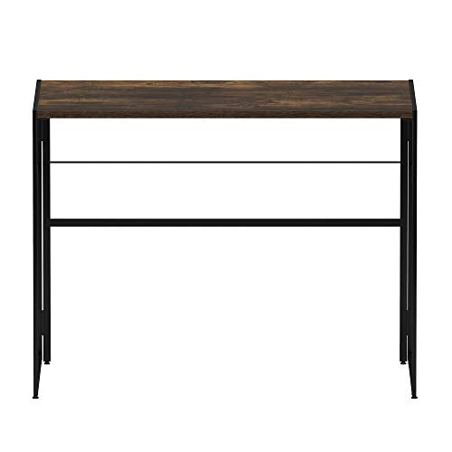 FURINNO Riau No Tool/No Assembly/Folding Metal Frame Computer Desk, Rustic Oak/Black - color: Rustic Oak/Black, size: 39 inches