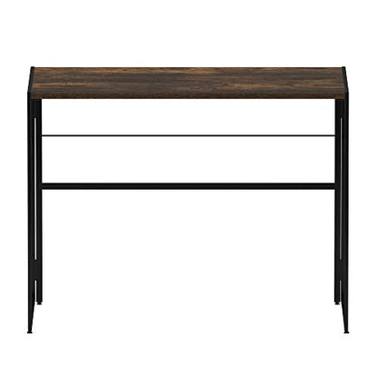 FURINNO Riau No Tool/No Assembly/Folding Metal Frame Computer Desk, Rustic Oak/Black - color: Rustic Oak/Black, size: 39 inches