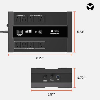 Vertiv Liebert PowerUPS 100 PST6-900LVMT Battery Backup UPS 900VA USB-C+A - size: 900va/550w