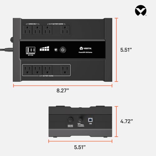 Vertiv Liebert PowerUPS 100 PST6-700LVMT Battery Backup UPS 700VA USB-C+A - size: 700va/425w