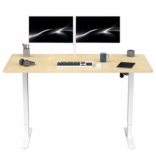 VIVO Light Wood 60 x 30 in Standing Desk, DESK-KIT-0W6C - color: Light Wood Top / White Frame, size: 60 x 30 inch